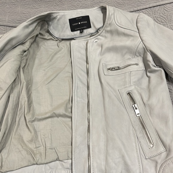 Lucky Brand Light Gray Never worn Soft Leather Jacket - Picture 3 of 4